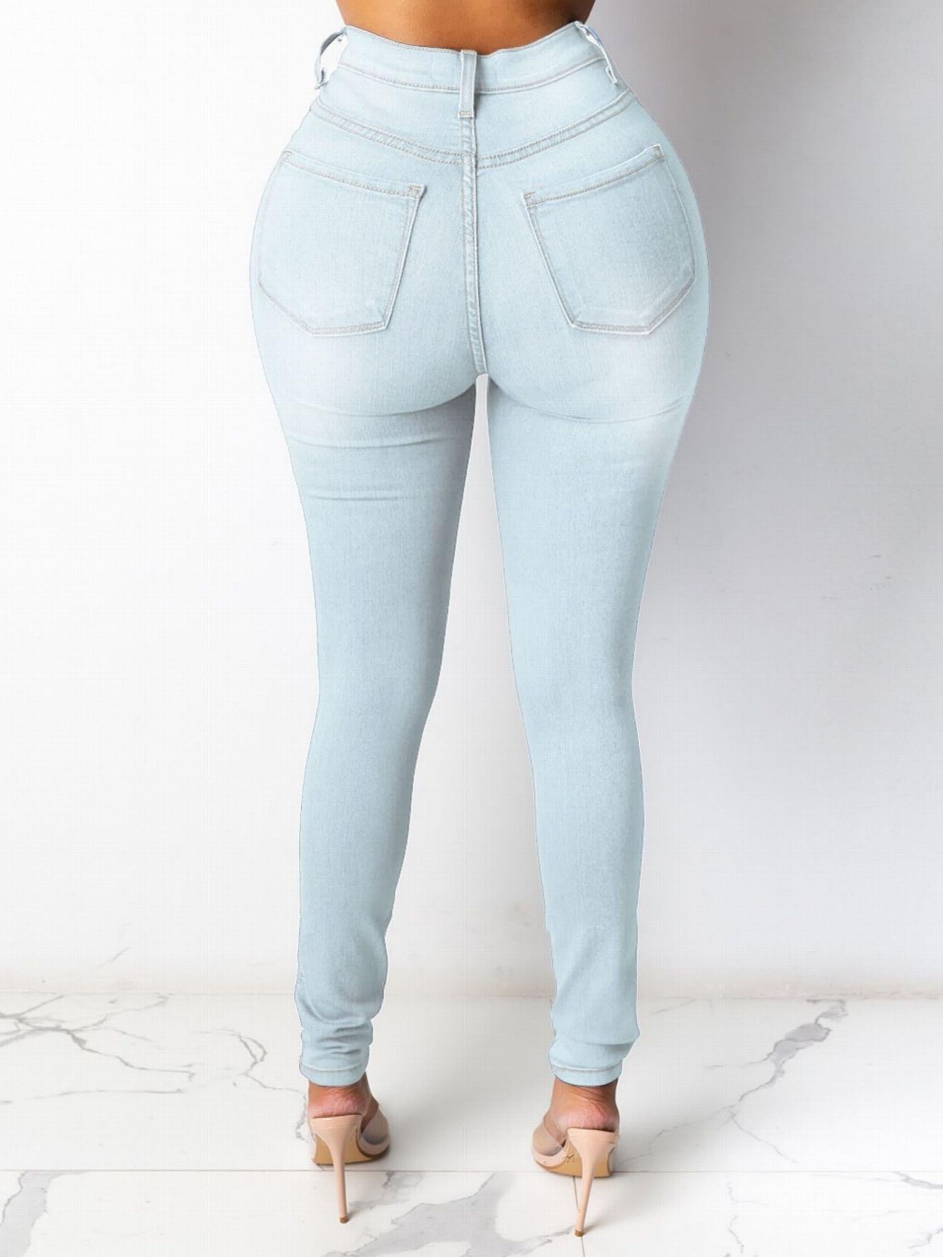 Skinny Jeans Button Fly High Rise Stretch