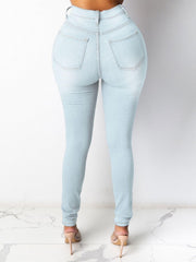 Skinny Jeans Button Fly High Rise Stretch