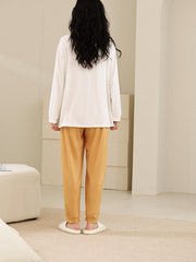Cartoon Print Pajama Set Crew Neck Top & Pants