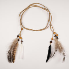 Indian Boho Feather Headband With Tassel Elastic Band Headdress