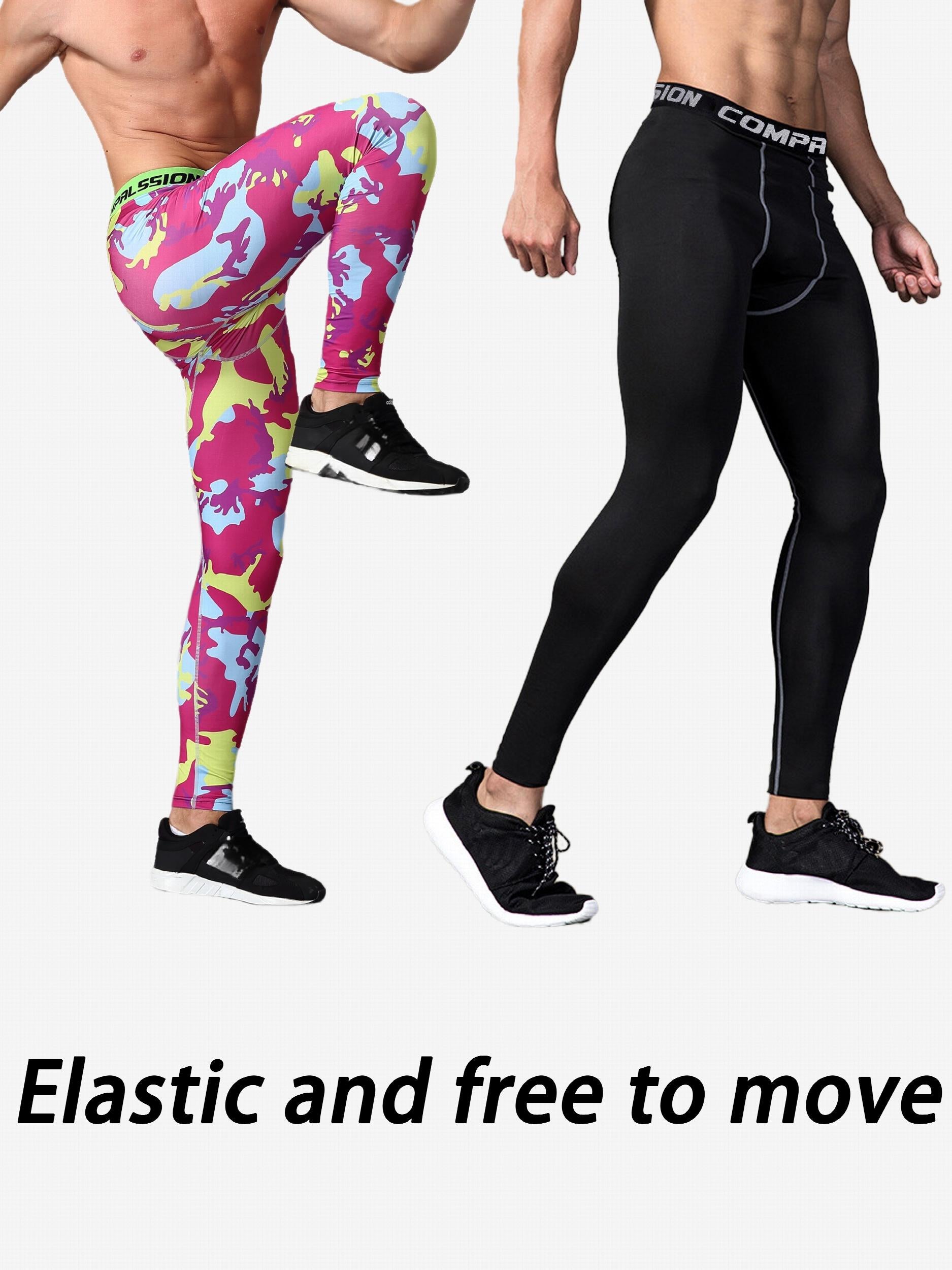 2 Pcs Men's Sports Leggings Quick Dry Compression Pants