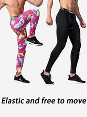 2 Pcs Men's Sports Leggings Quick Dry Compression Pants