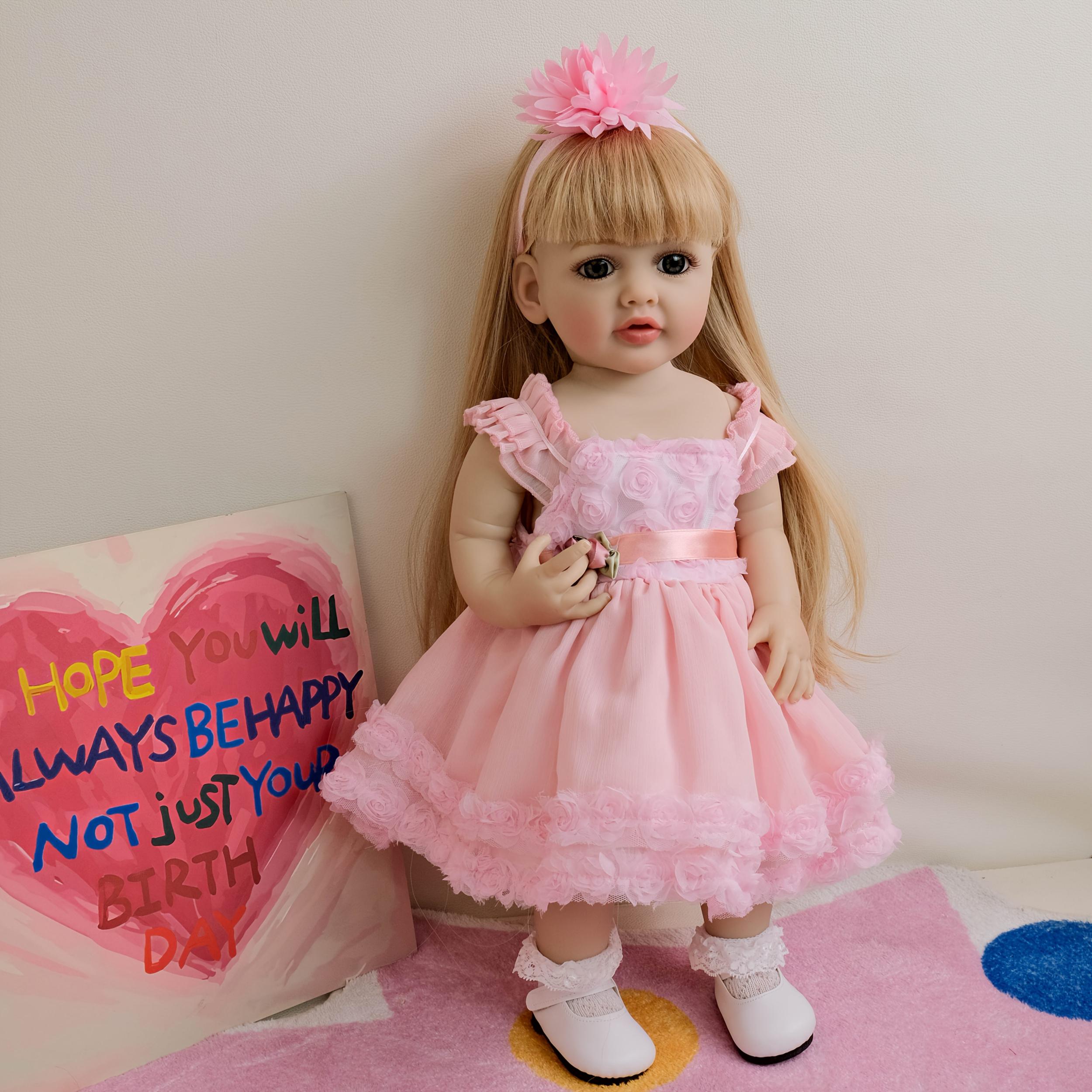 22" Princess Doll Blonde Hair Pink Gown & Accessories