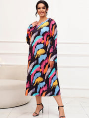 Brush Print Long Sleeve Nightdress