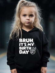 Birthday Pattern Long Sleeve Hooded Sweatshirt Girls Comfy Hoodies