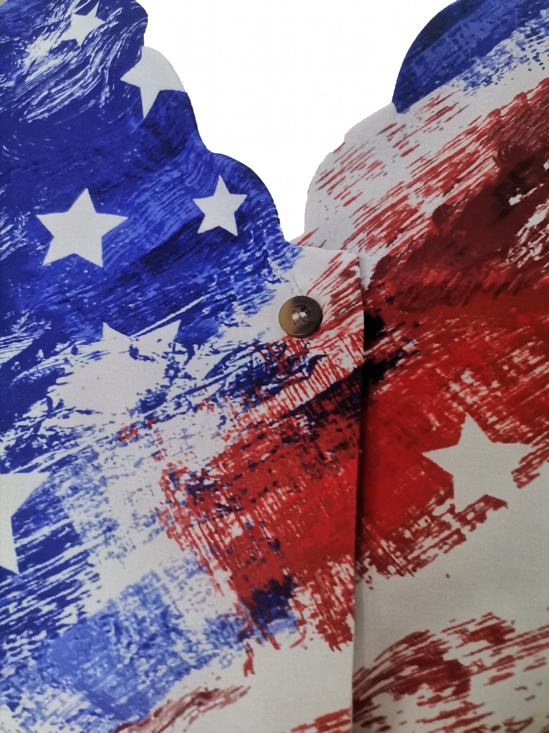 Flag Print Long Sleeve Button Up Top