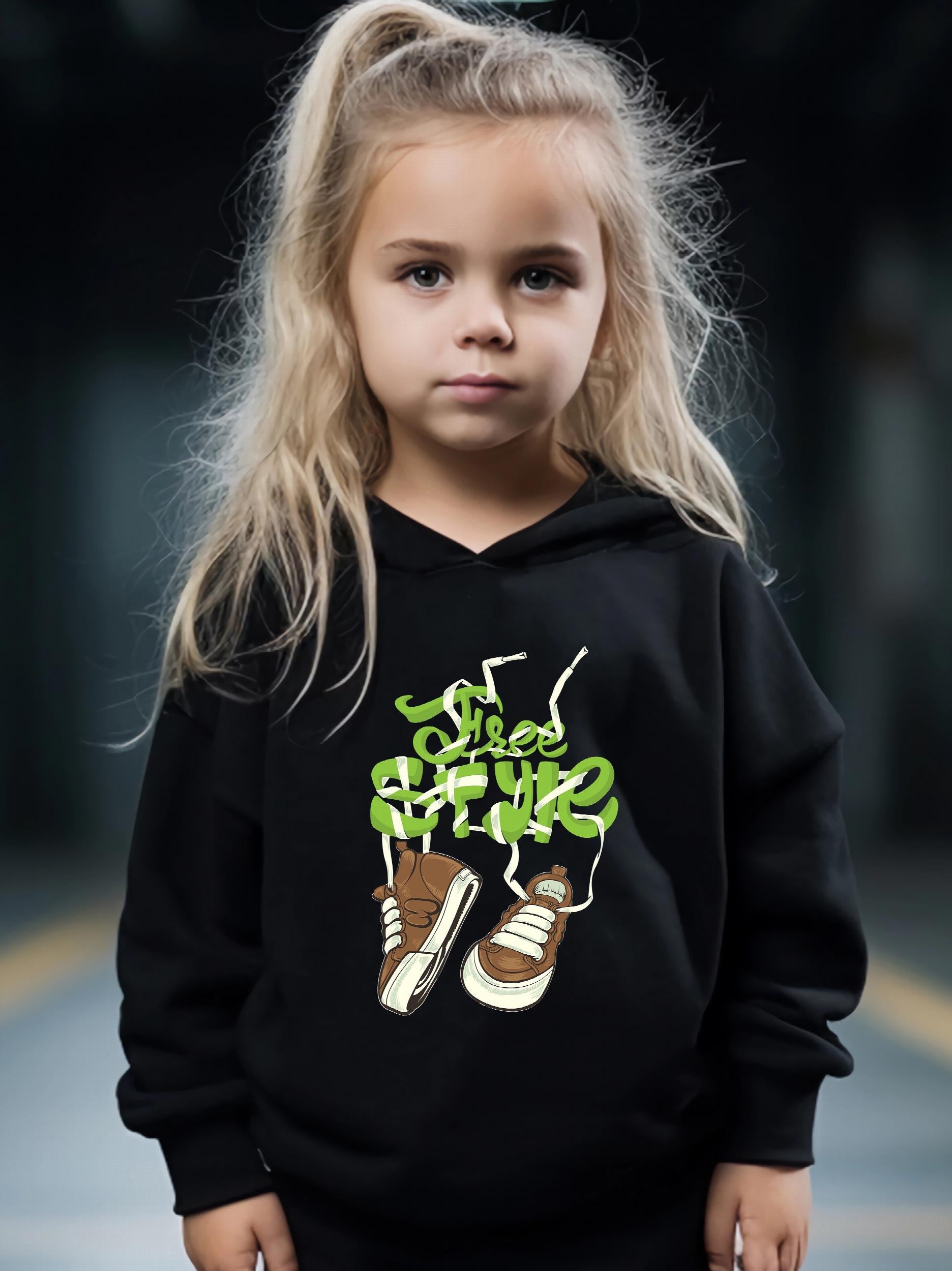 2pcs Shoes Print Outfits Girls Hoodies Jogger Pants Set For Girls