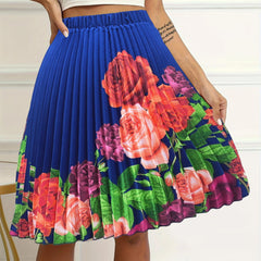 Women's Floral Print Pleated Skirt