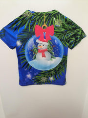 Christmas Snowman Leaves Print Men's Comfy Sports T shirt Graphic Tee