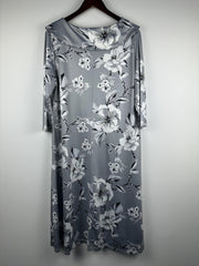 Floral Print Shawl Neck Half Sleeve Dress
