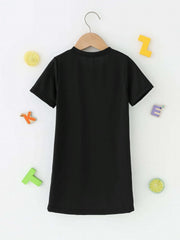 Girls Short Sleeve I'M THE YOUNGEST Casual T Shirt Dress