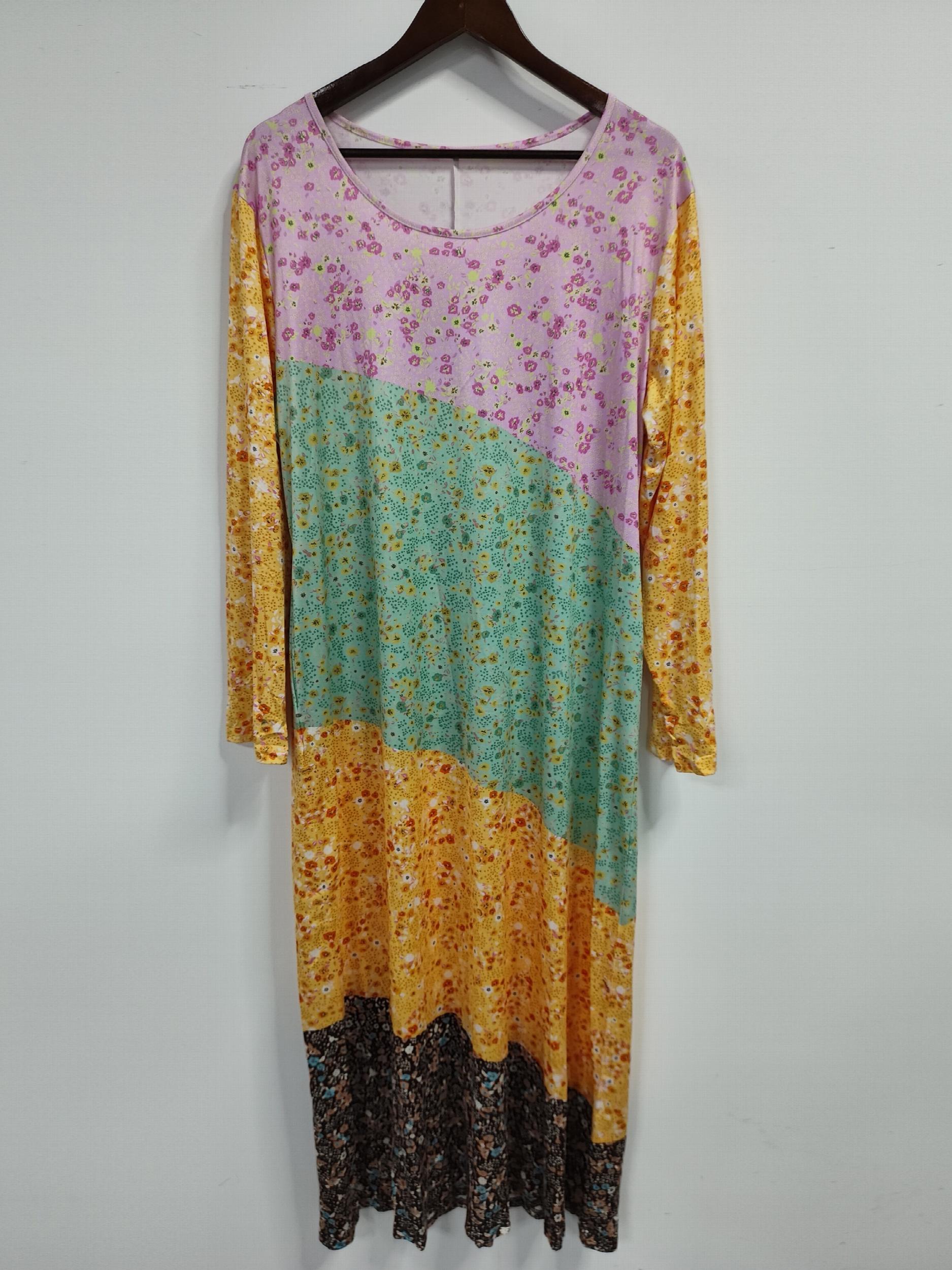 Colorblock Floral Print Maxi Dress