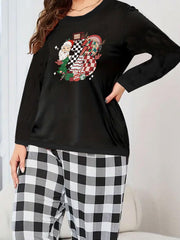 Santa Claus Tee & Plaid Pants Pajamas Set