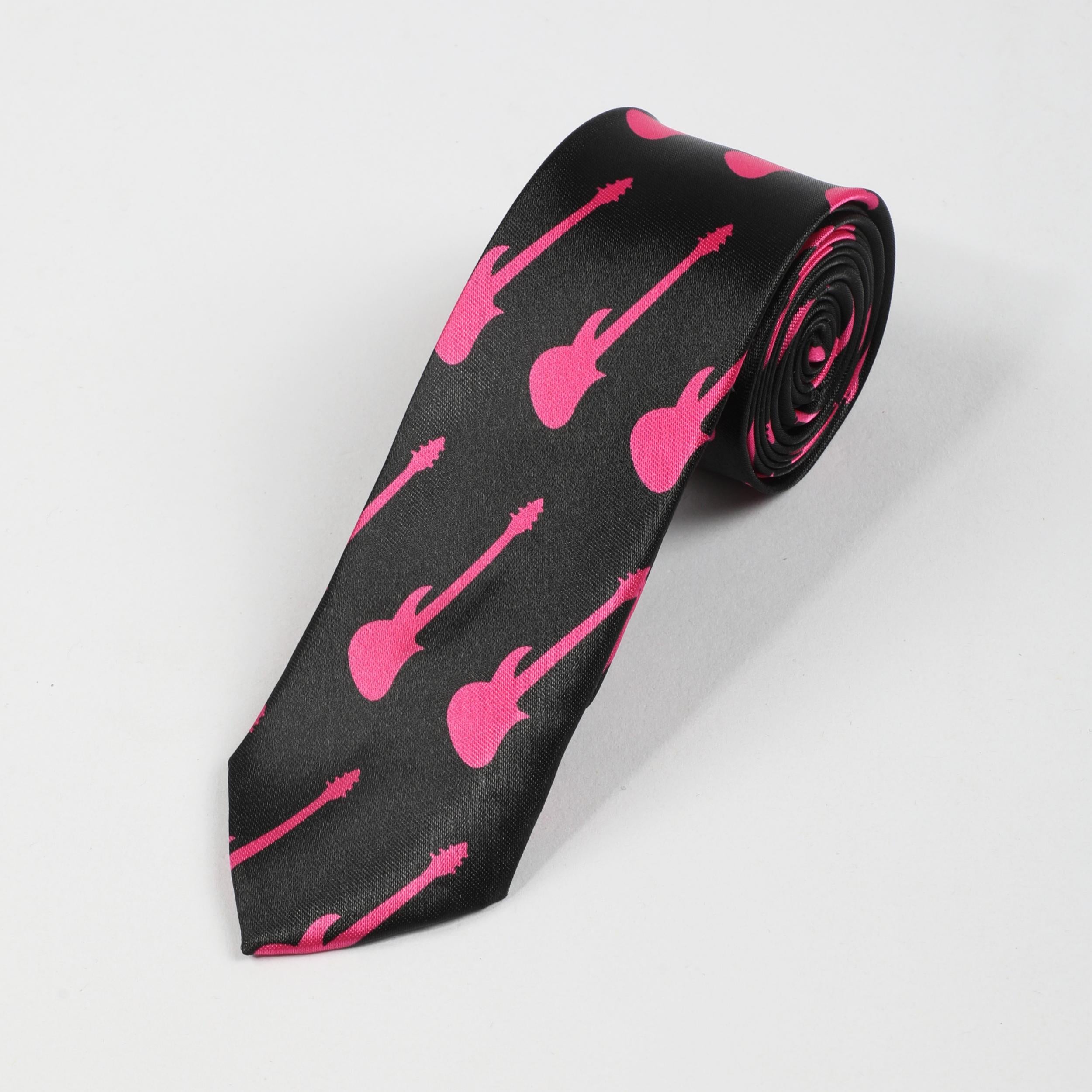 Guitar Print Necktie Solid Casual Tie for Women