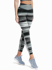Striped Print Yoga Pants High Waist Slim Fit Leggings