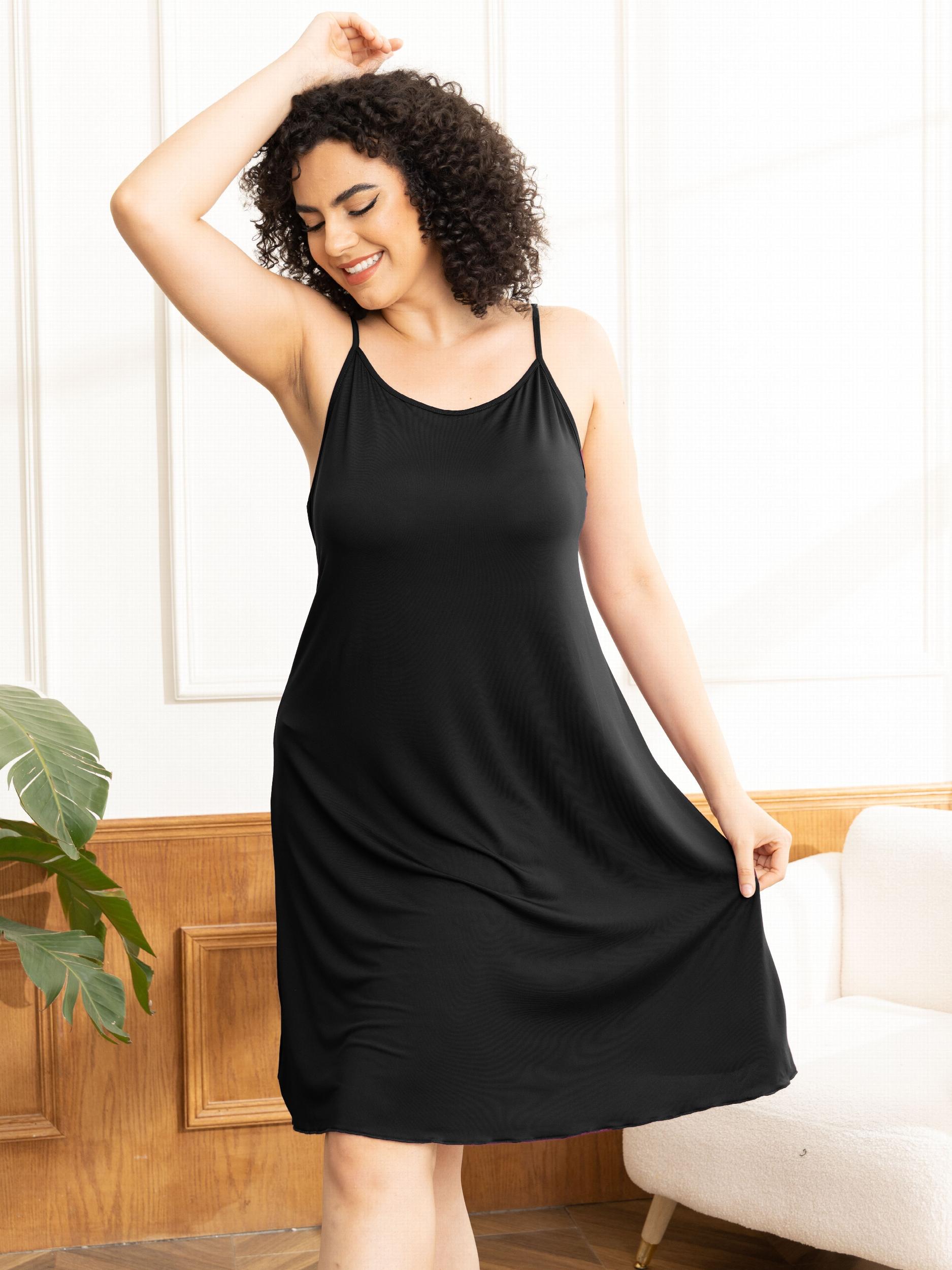 Casual Nightdress Women's Plus Plain Round Neck Cami Sleep Dress