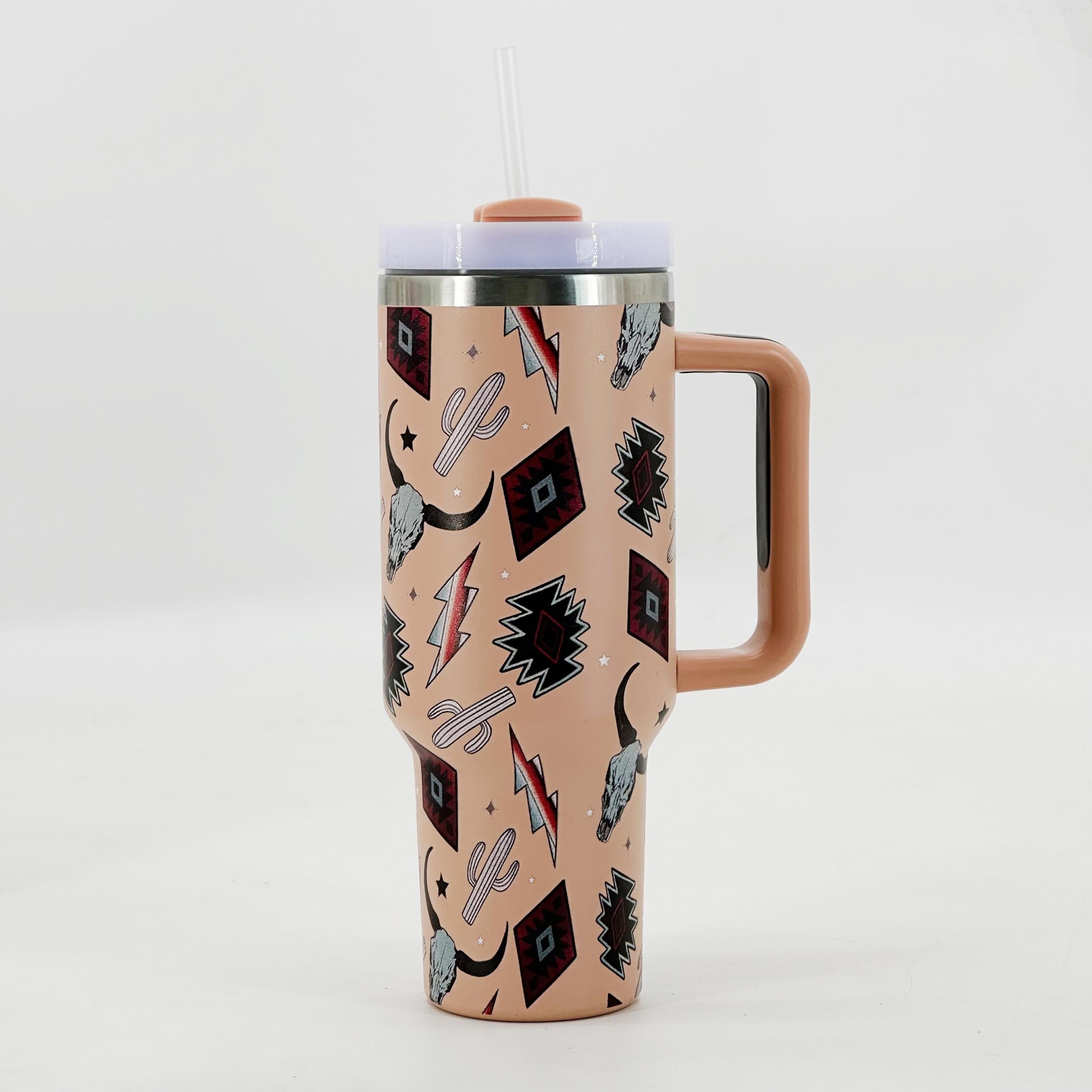 Stainless Steel 40oz Double Wall Tumbler With Handle and Lid