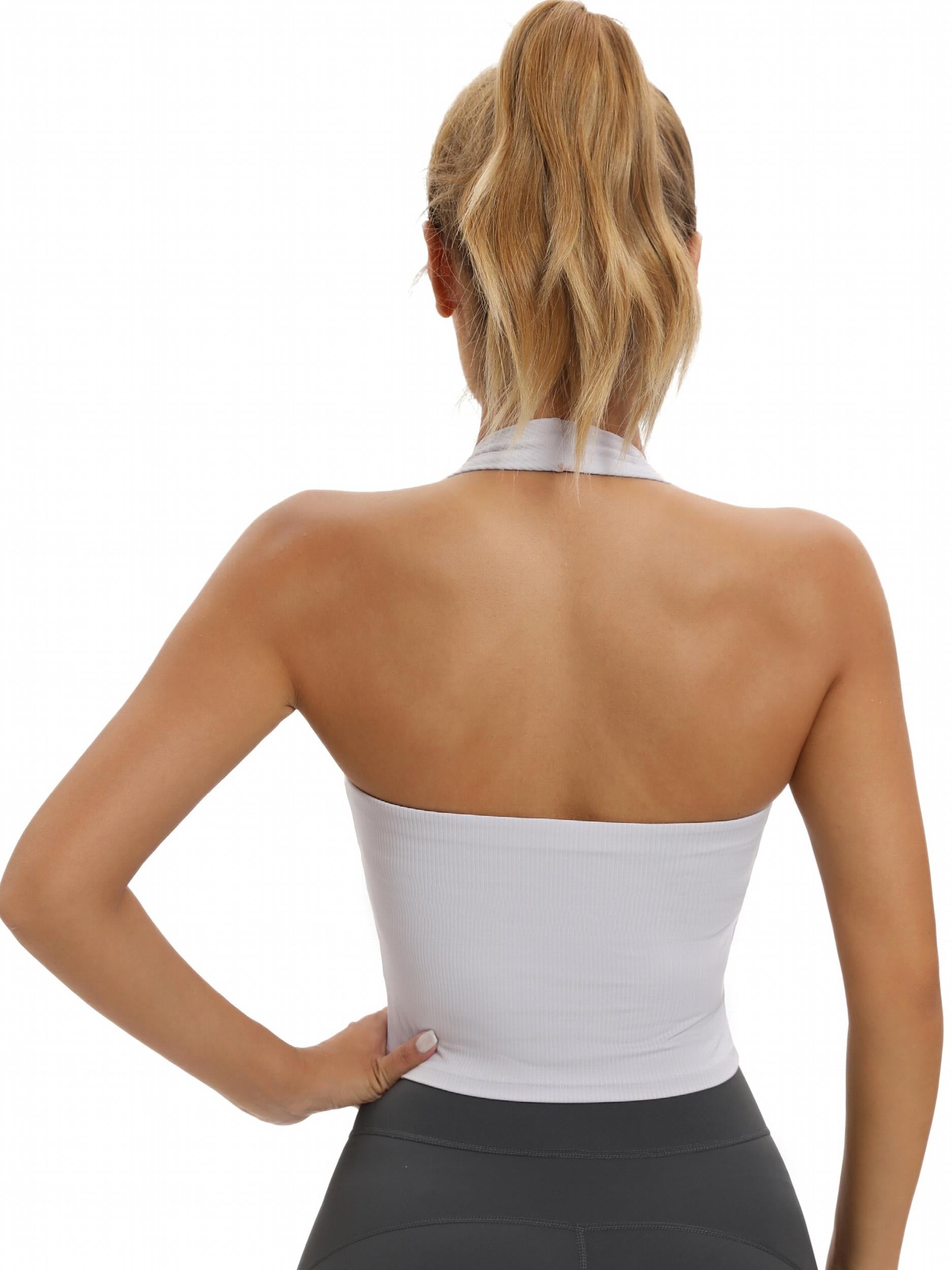 Sexy Sleeveless Plunge V Neck Sports Bra Workout Crop Tank Top