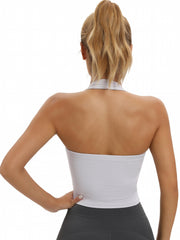 Sexy Sleeveless Plunge V Neck Sports Bra Workout Crop Tank Top