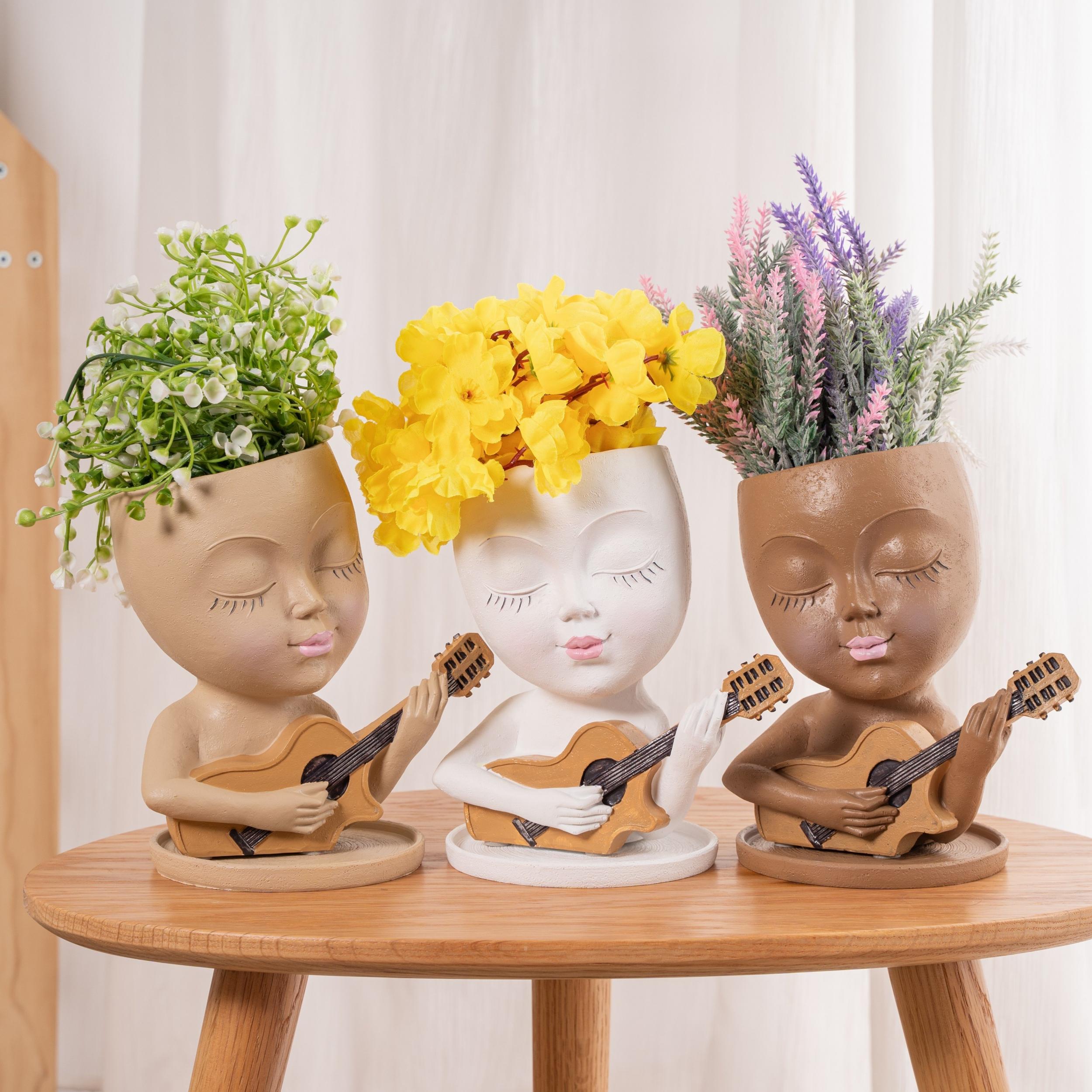 Resin Guitar Vase Kids Room Office Living Decor