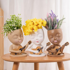 Resin Guitar Vase Kids Room Office Living Decor