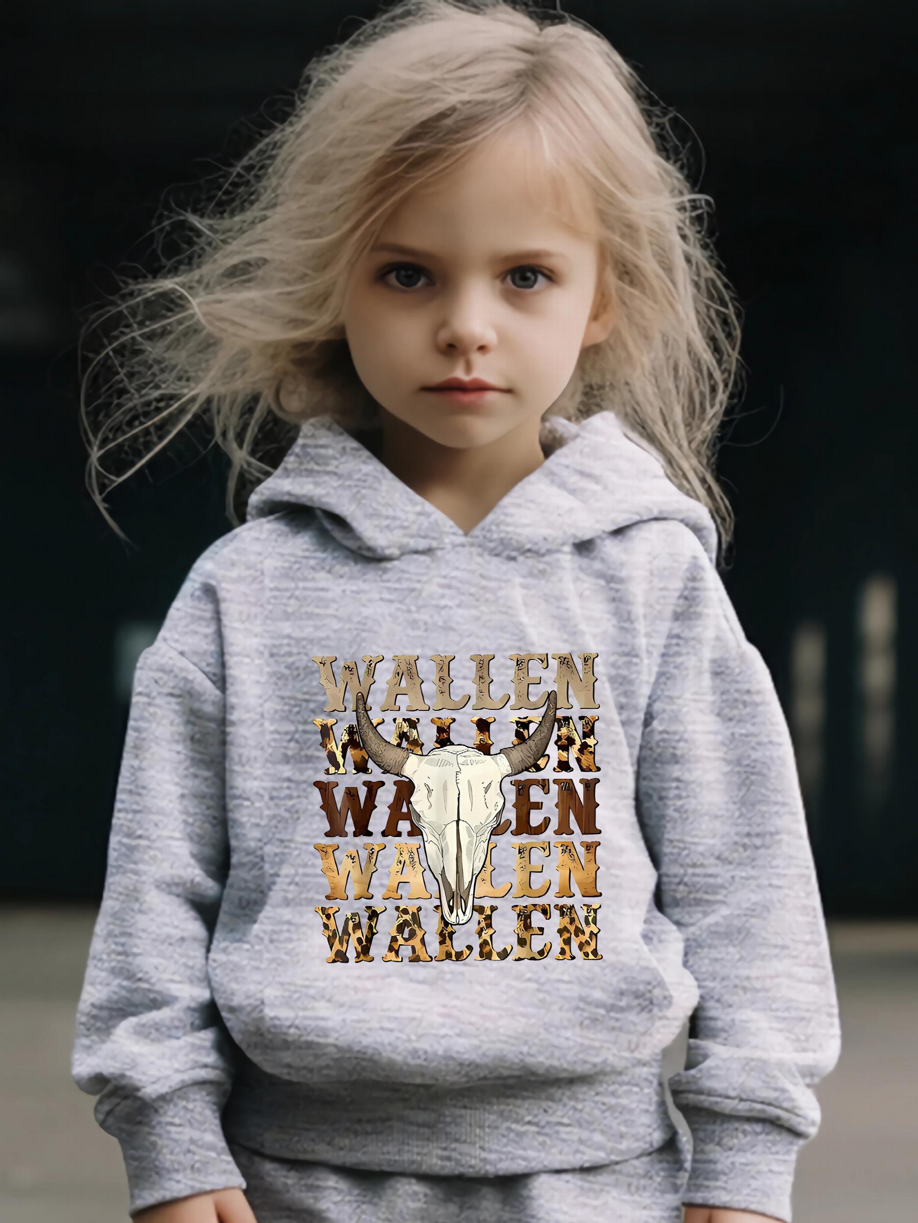 Bull Pattern Long Sleeve Hooded Sweatshirt Girls Comfy Hoodies Pullover