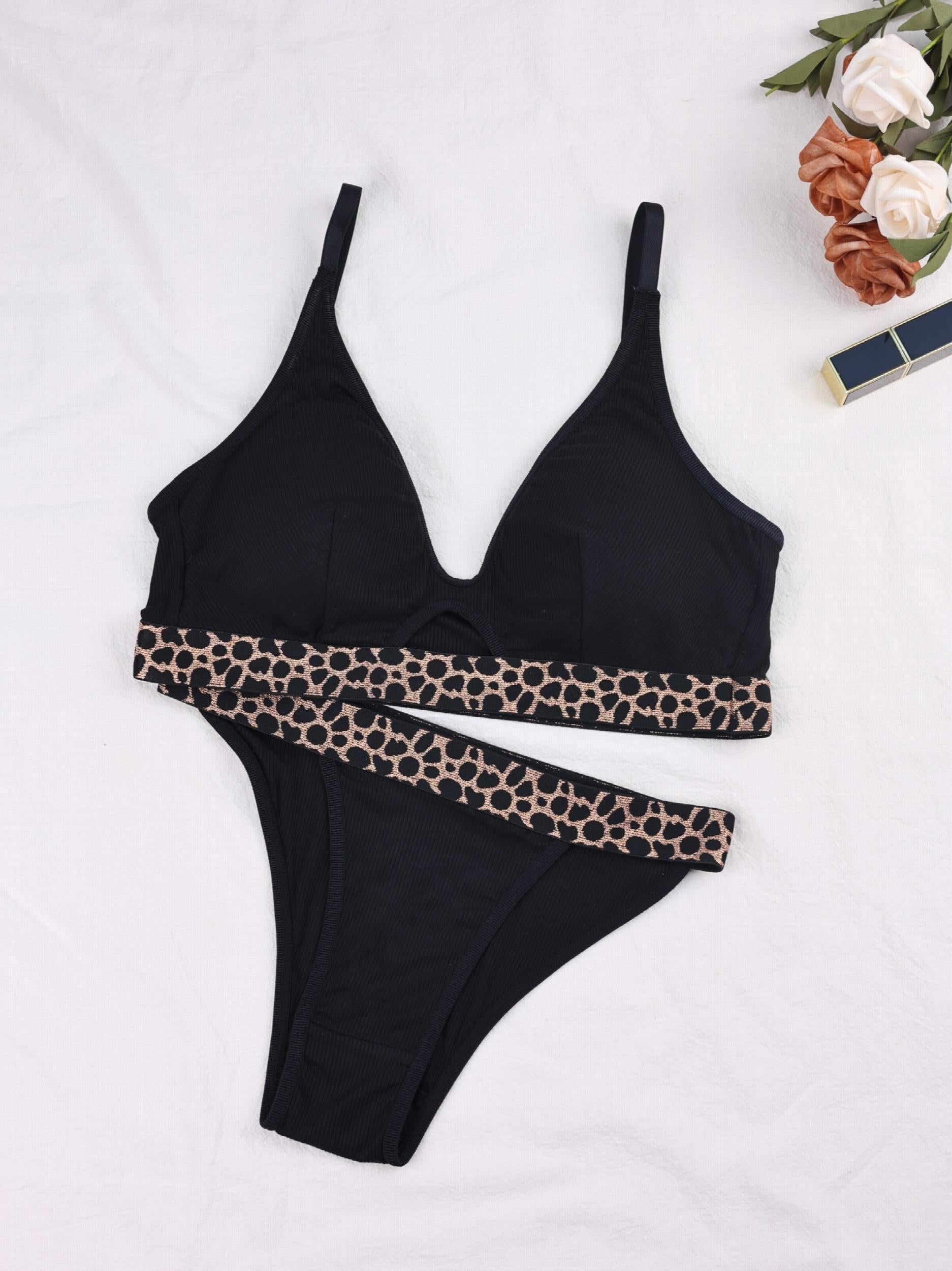 Leopard Print Bra & Panties Lingerie Set