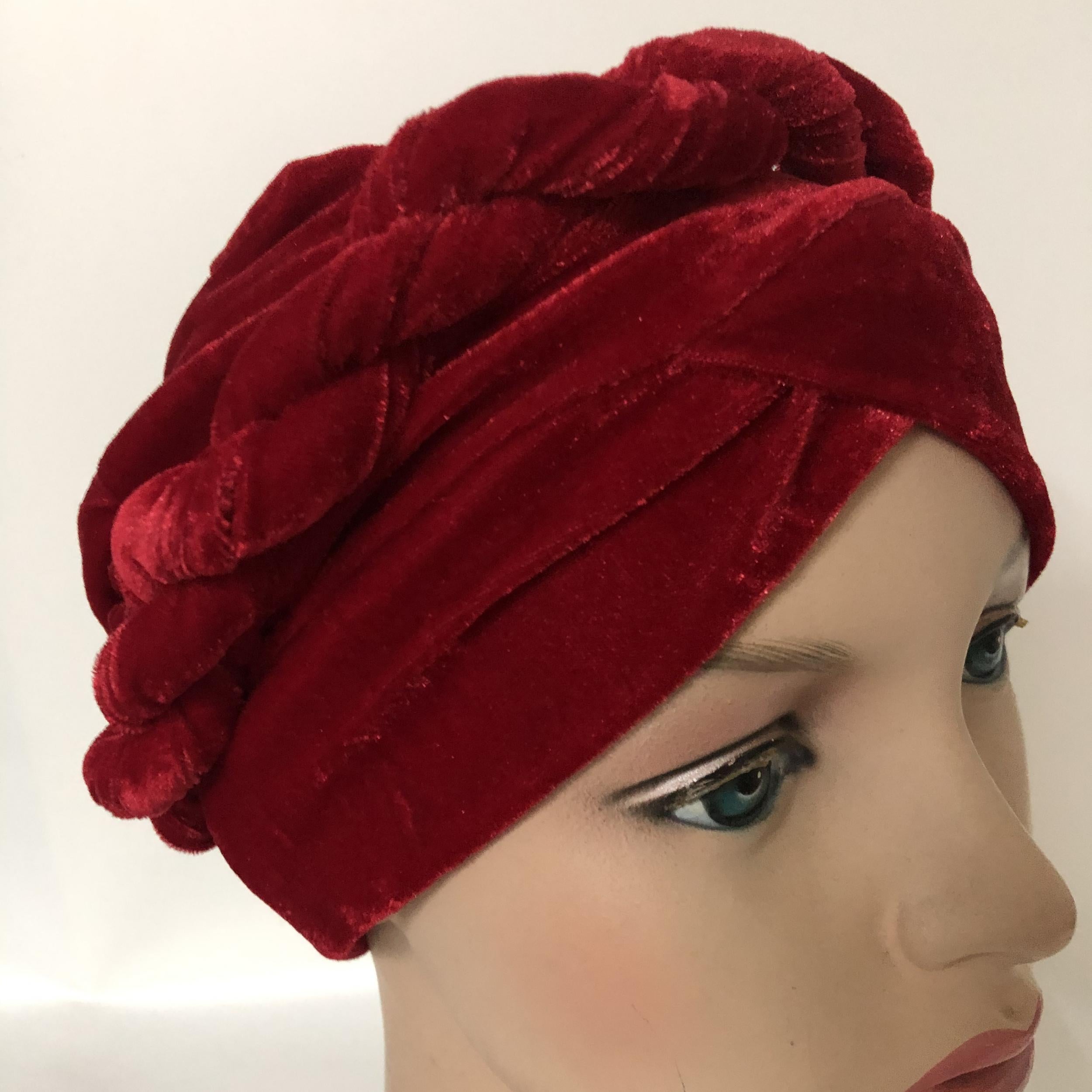 Velvet Braided Turban Cap Head Wrap Elastic Bonnet Chemo Hats