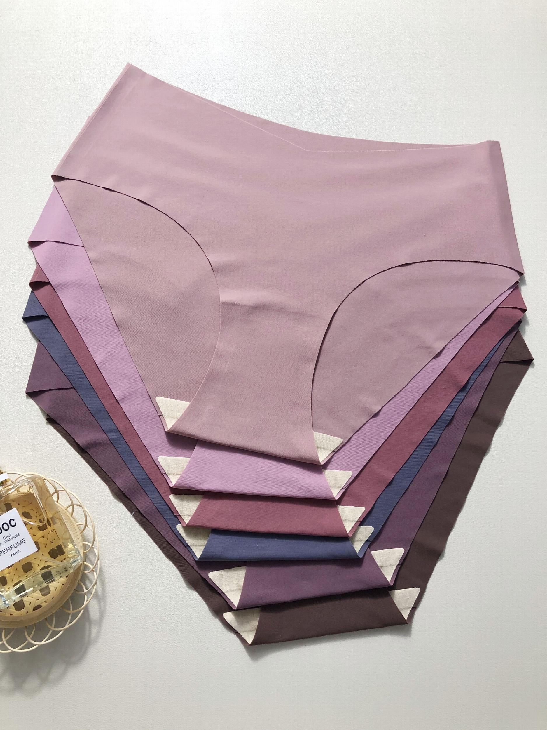 6pcs Seamless Solid Briefs Comfy Breathable Mid Rise Intimates Panties