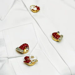 2pcs Christmas Shirt Button Covers - Santa Hat & Snowflake