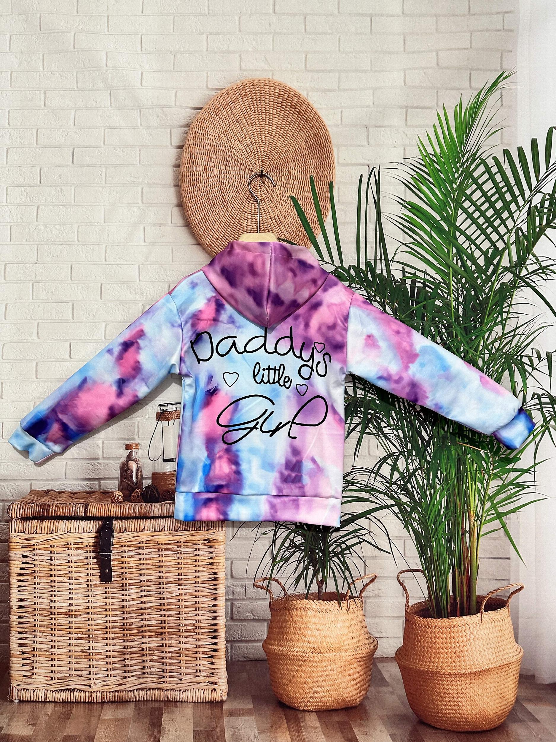 Tie Dye Pattern DADDY'S LITTLE GIRL Hoodies Girls Comfy Hooded Pullover