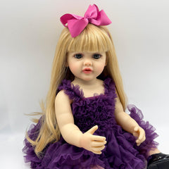 Enchanting Princess Doll Handcrafted Reborn Girl Blonde Wig Purple Gown