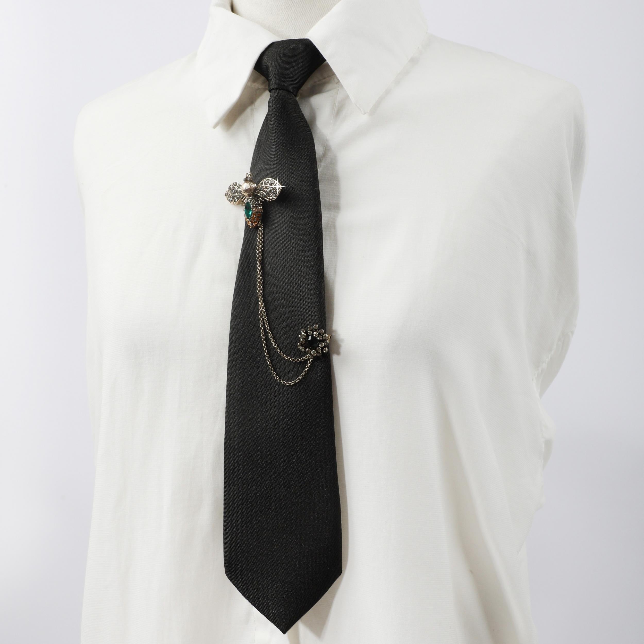 Vintage Bee Tassel Brooch Unisex Bow Tie + 1pc Shirt Accessories