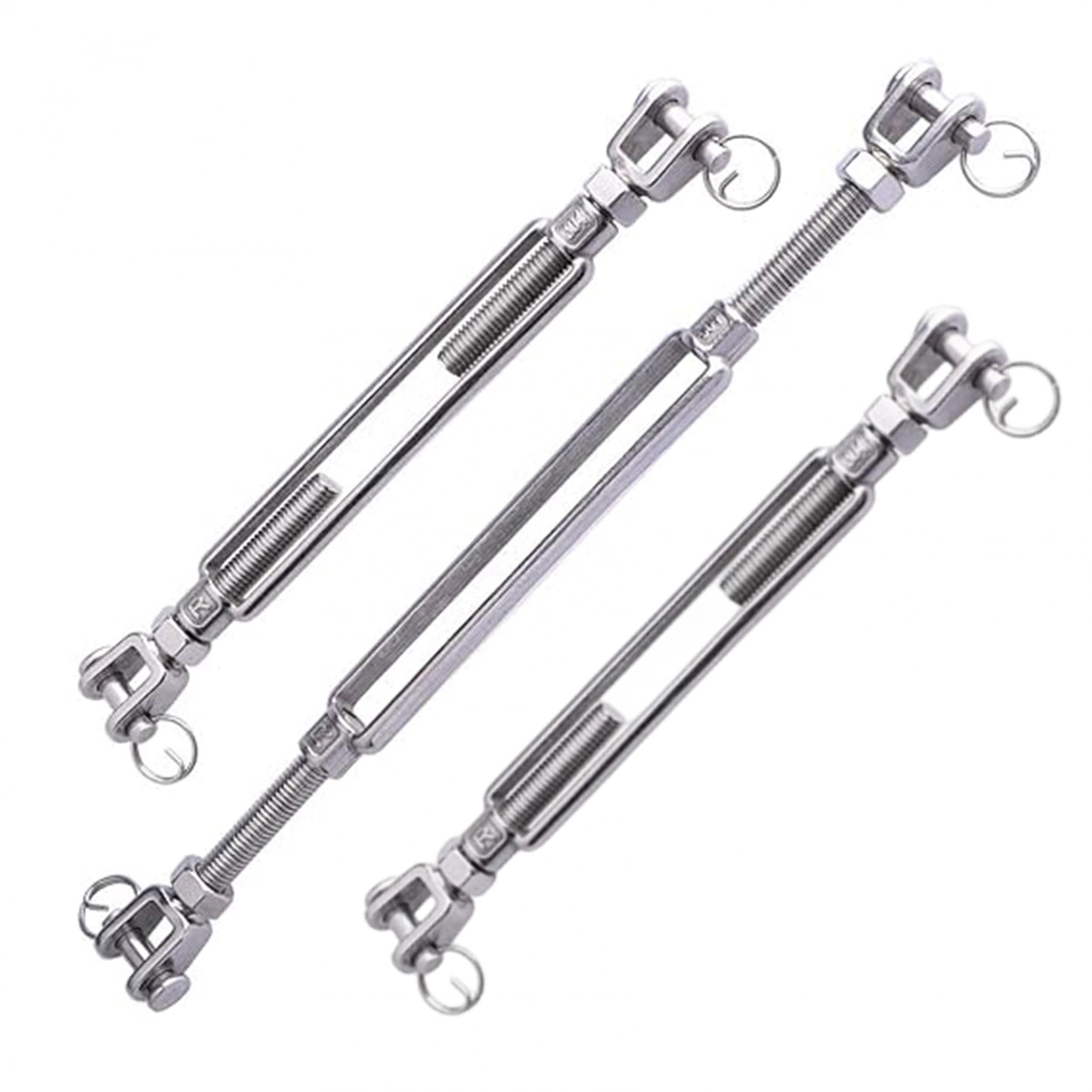 2pcs M5 M12 Jaw Jaw Turnbuckle 304 Stainless Steel Heavy Duty Wire Rope Tens
