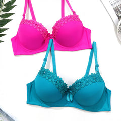 2pcs Lace Push Up Bra Comfy & Breathable Women's Lingerie