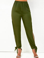 Side Slit High Waist Pants Solid Casual Pants Women's Clothing