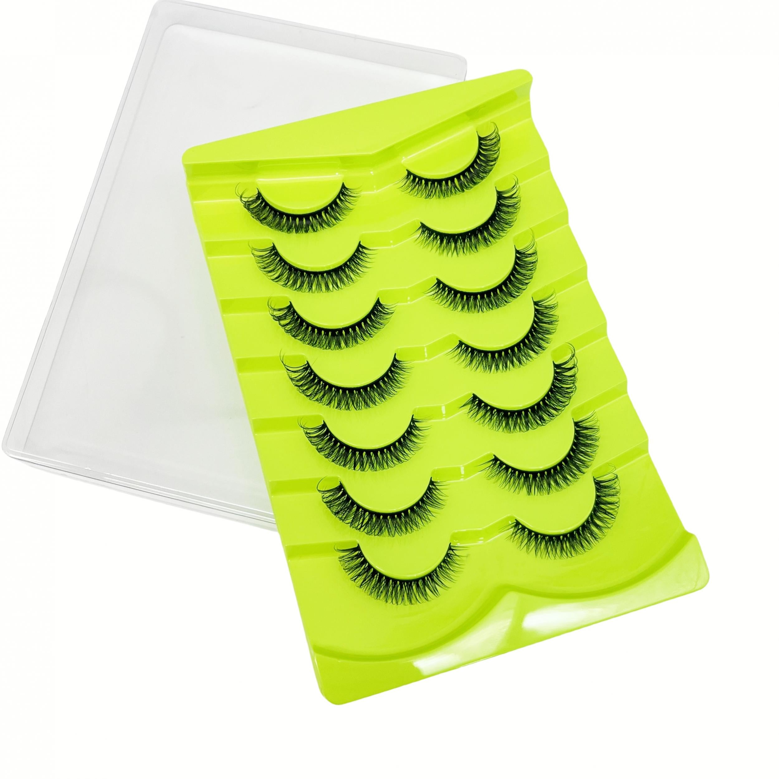7 Pairs Natural Look D Curling False Eyelashes 6 9mm Fluffy Faux Mink