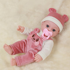 12" Baby Doll Pink Outfit Bear Ears Hoodie & Pacifier Plush Toy for Kids