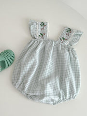 Plaid Sleeveless Onesie for Baby Girls