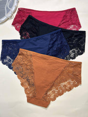 4 Pack Plus Size Lace High Waist Hipster Underwear Set