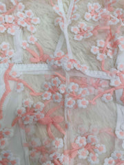 Plum Blossom Embroidered Lace Teddy Bodysuit