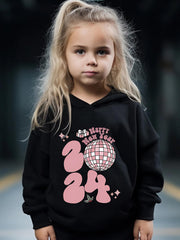 Girls Cartoon Hooded Sweatshirt & Sweatpants Set