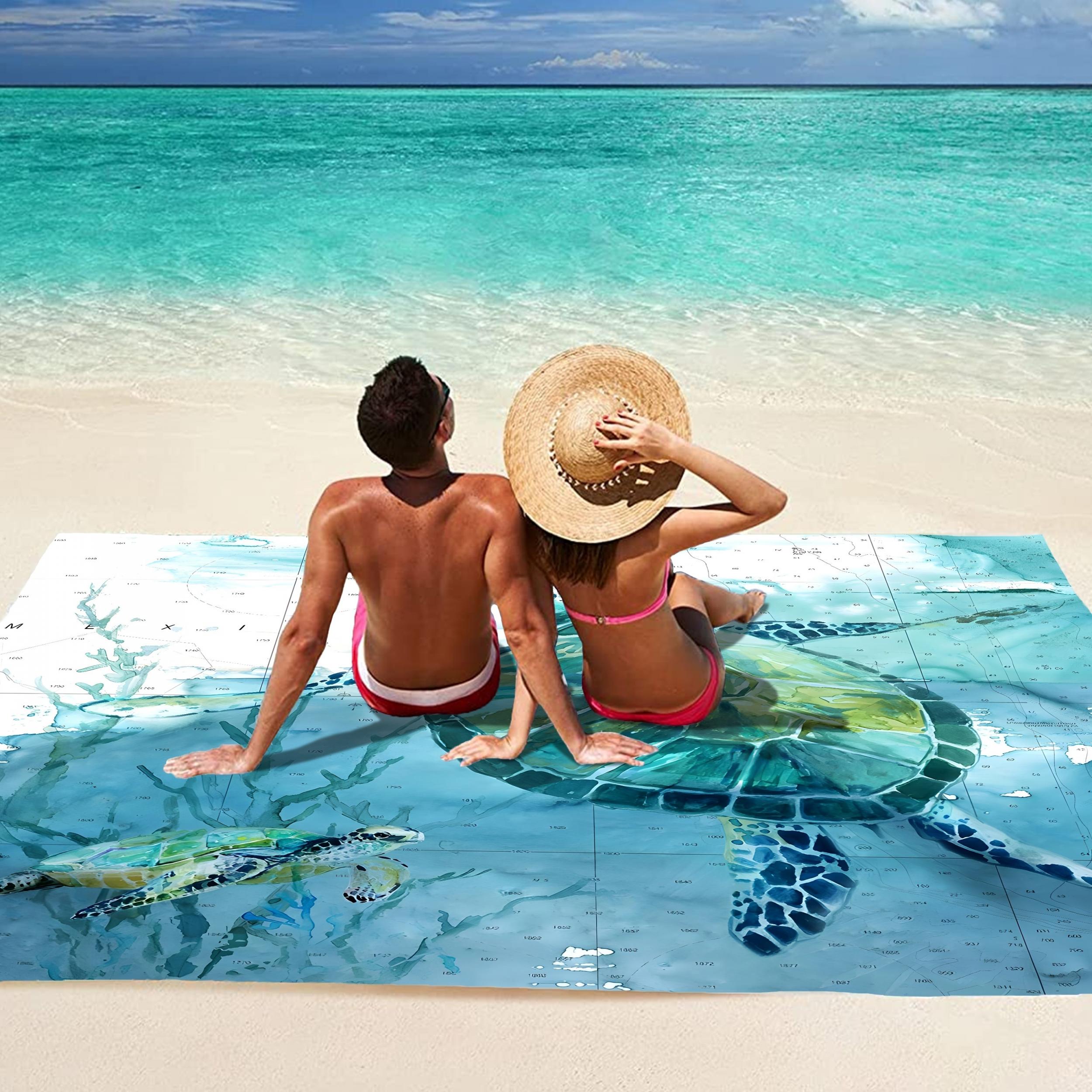 Vintage Sea Turtle Pattern Picnic Mat for Camping Travel