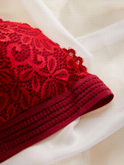 4pcs Wireless Lace Bras & Triangle Cups Women's Lingerie