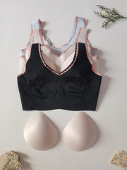 3pcs Colorblock Wireless Bras Women's Lingerie