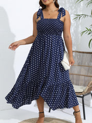 Polka Dots Tie Shoulder Maxi Dress
