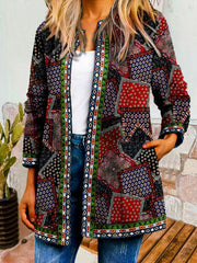 Graphic Print Open Front Jacket Casual Long Sleeve Jacket