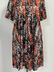 Allover Print Short Sleeve Dress With Pockets