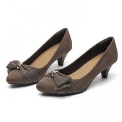 Women's Bowknot High Heel Pumps Pointed Toe Work Shoes