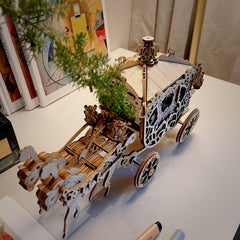 3D Pumpkin Cart Wooden Puzzle DIY Model Toy Gift Giving